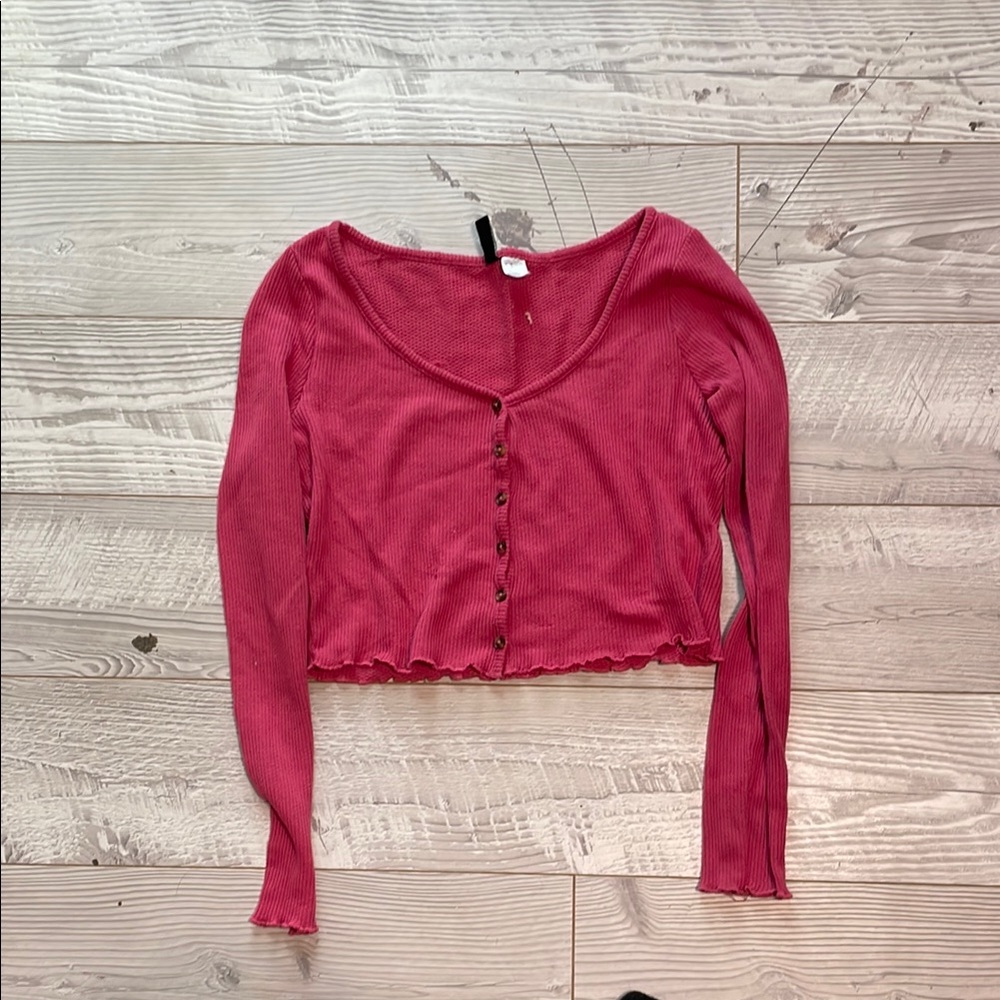H&M Pink Long Sleeve Crop Blouse